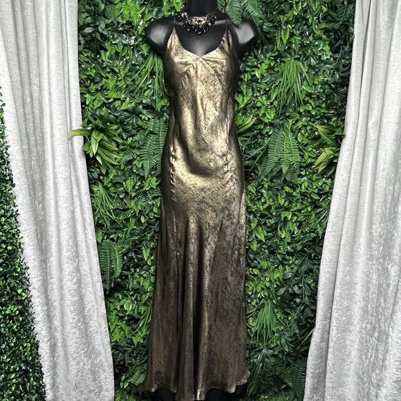RITA ORA X PRIMARK Dress Women 4 Gold Bohemian Flowy Formal Open Back 2668‎ - Picture 2 of 8